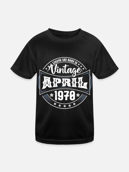 April 1970. Geburtstagsgeschenk April 1970 April - Kinder Funktions-T-Shirt - Schwarz - Vorne