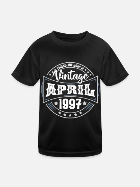 1997 Avril. Cadeau d'anniversaire avril 1997 April - T-shirt sport Enfant - noir - Devant