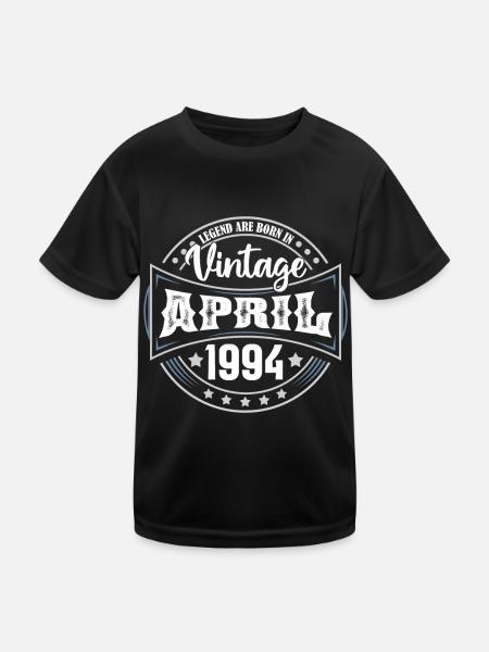 April 1994. Geburtstagsgeschenk April 1994 April - Kinder Funktions-T-Shirt - Schwarz - Vorne
