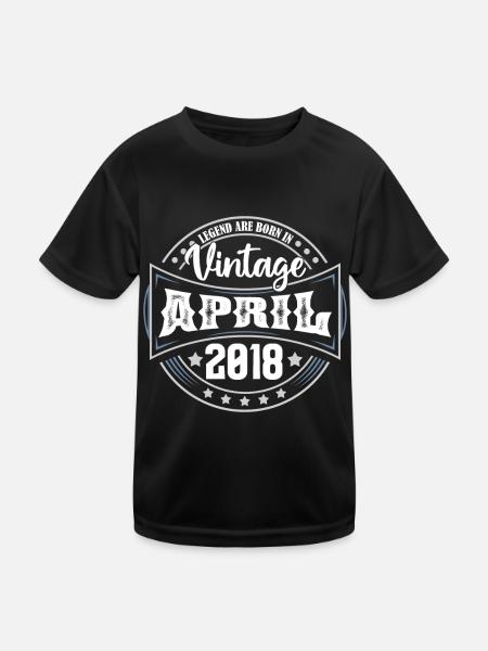 April 2018. Geburtstagsgeschenk April 2018 April - Kinder Funktions-T-Shirt - Schwarz - Vorne