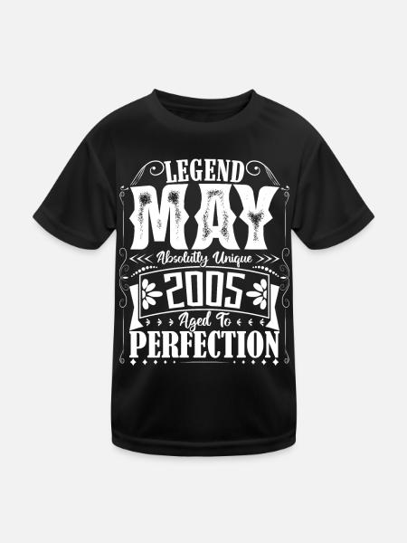 Mai 2005. Anniversaire mai 2005. Cadeau may 2005. - T-shirt sport Enfant - noir - Devant