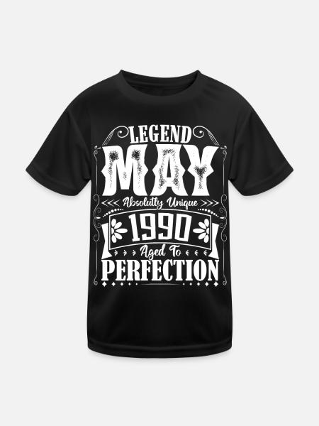 May 1990. Birthday May 1990. Gift May 1990. - Kids Functional T-Shirt - black - Front