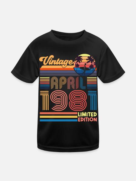 anniversaire Avril 1981 Avril. Avril 1981 Cadeau. - T-shirt sport Enfant - noir - Devant