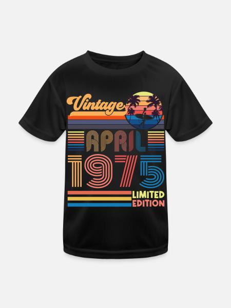 birthday April 1975 April. April 1975 Gift. - Kids Functional T-Shirt - black - Front