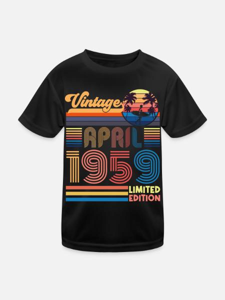 birthday April 1959 April. April 1959 Gift. - Kids Functional T-Shirt - black - Front