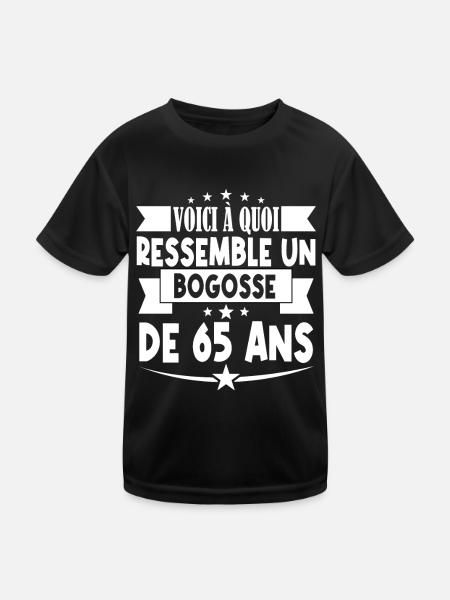 anniversaire 65 ans. beau gosse 65 ans. 65e annive - T-shirt sport Enfant - noir - Devant