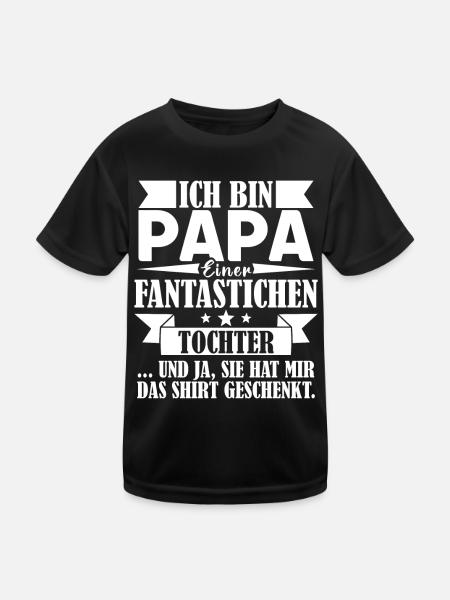 Ich bin Papa einer fantastischen Tochter Vater - Kinder Funktions-T-Shirt - Schwarz - Vorne