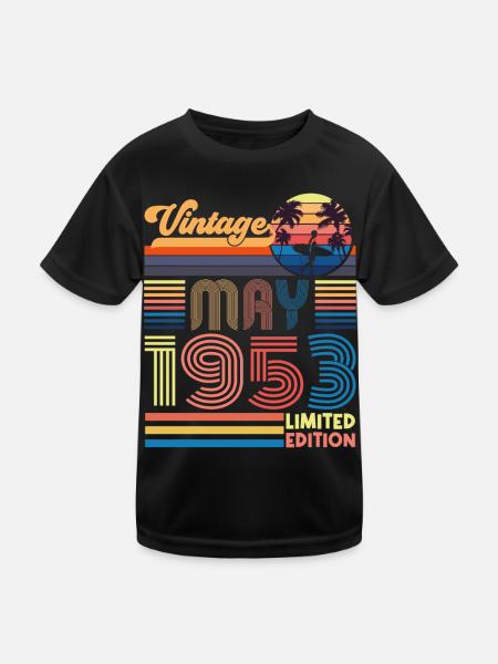 Geboren Mai 1953 Geburtstagsgeschenk Mai 1953, MAI, Mai - Kinder Funktions-T-Shirt - Schwarz - Vorne