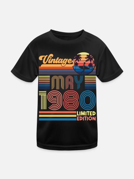 Geboren Mai 1980 Geburtstagsgeschenk Mai 1980, MAI, Mai - Kinder Funktions-T-Shirt - Schwarz - Vorne