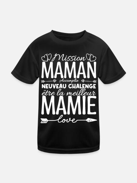 Cadeau Annonce Grossesse Mamie. Mission de maman. - T-shirt sport Enfant - noir - Devant