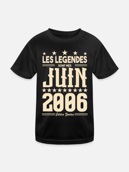 cadeau d'anniversaire juin 2006. Cadeau Juin 2006. - T-shirt sport Enfant - noir - Devant