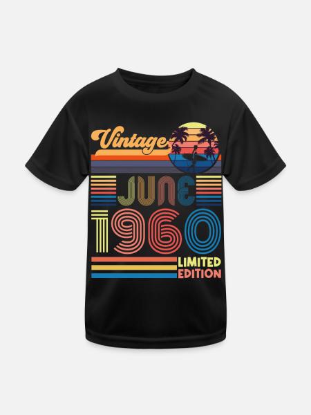 Birthday June 1960. June 1960 June 1960 Gift - Kids Functional T-Shirt - black - Front