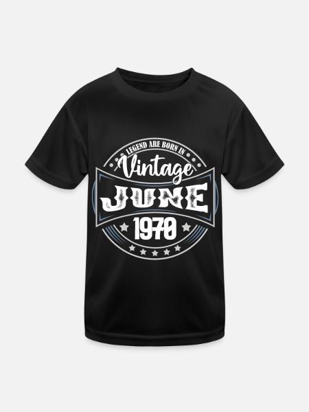 1970 Juni. Geburtstagsgeschenk Juni 1970. Juni - Kinder Funktions-T-Shirt - Schwarz - Vorne