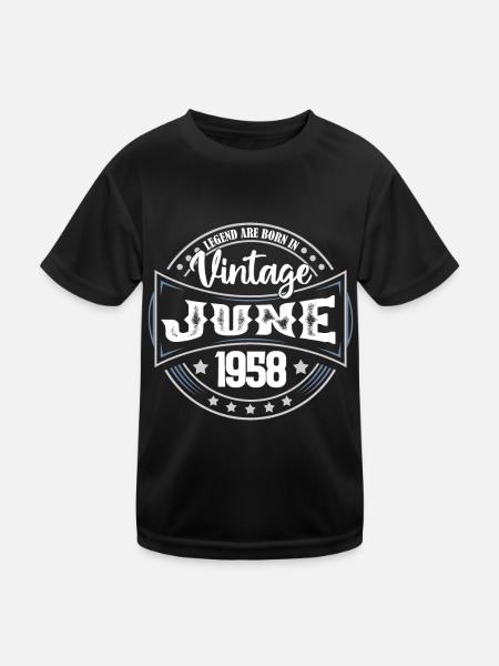 1958 Juni. Geburtstagsgeschenk Juni 1958. Juni. - Kinder Funktions-T-Shirt - Schwarz - Vorne