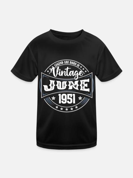 1951 Juni. Geburtstagsgeschenk Juni 1951. Juni. - Kinder Funktions-T-Shirt - Schwarz - Vorne