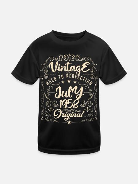 Jahrgang Geboren im Juli 1958 Jubiläum Juli - Kinder Funktions-T-Shirt - Schwarz - Vorne