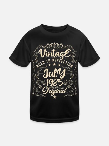 Jahrgang Geboren im Juli 1985 Jubiläum Juli - Kinder Funktions-T-Shirt - Schwarz - Vorne