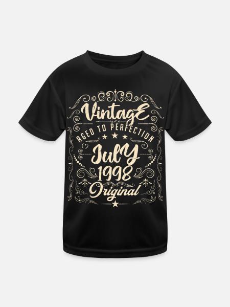 Jahrgang Geboren im Juli 1998 Jubiläum Juli - Kinder Funktions-T-Shirt - Schwarz - Vorne