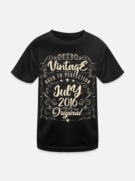Vintage Born in July 2016 Anniversary July - Kids Functional T-Shirt - black - Front