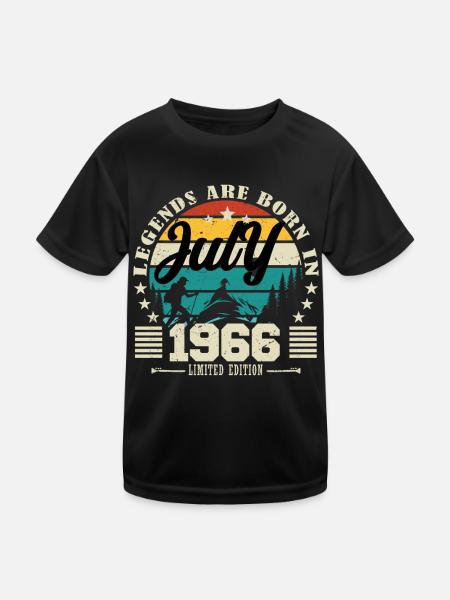 July 1966. Birthday present July 1966. - Kids Functional T-Shirt - black - Front