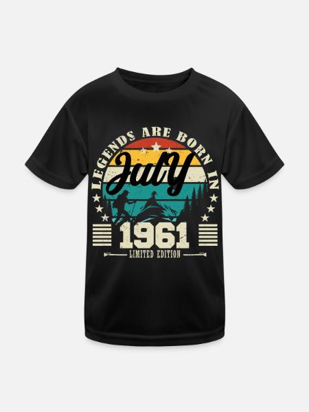 July 1961. Birthday gift July 1961. - Kids Functional T-Shirt - black - Front