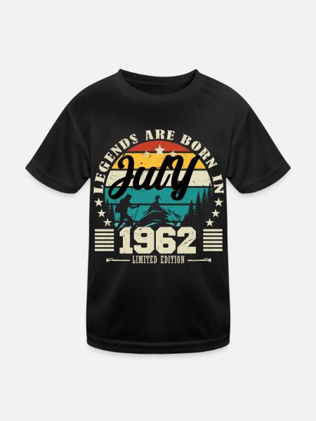 Juli 1962. Geburtstagsgeschenk Juli 1962. - Kinder Funktions-T-Shirt - Schwarz - Vorne