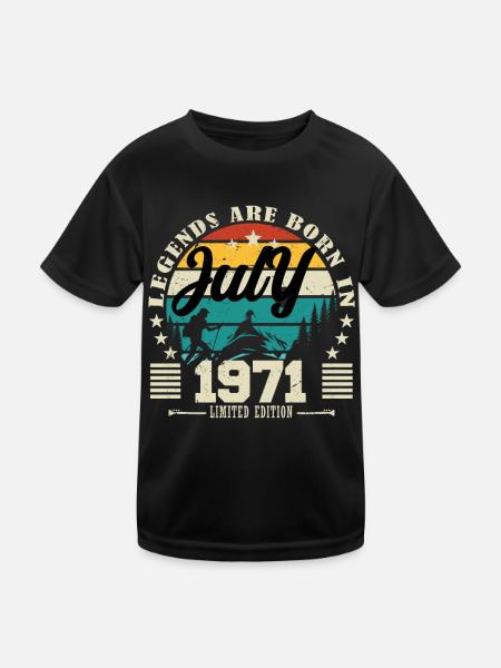 Juli 1971. Geburtstagsgeschenk Juli 1971. - Kinder Funktions-T-Shirt - Schwarz - Vorne