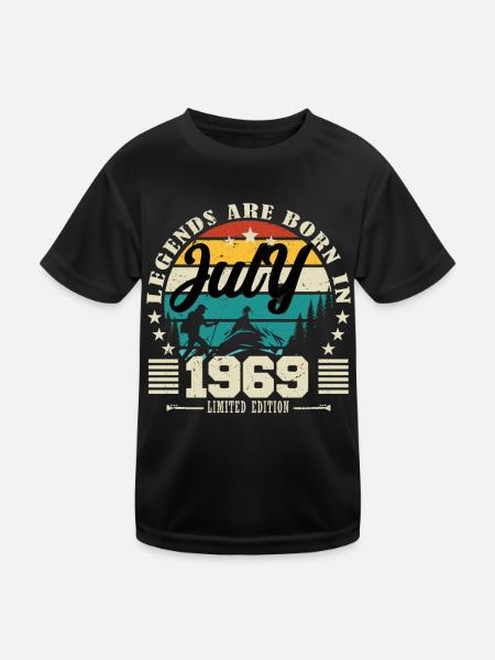 Juillet 1969. Cadeau d'anniversaire juillet 1969. - T-shirt sport Enfant - noir - Devant
