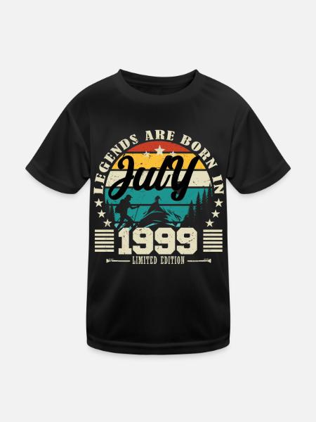 Juli 1999. Geburtstagsgeschenk Juli 1999. - Kinder Funktions-T-Shirt - Schwarz - Vorne