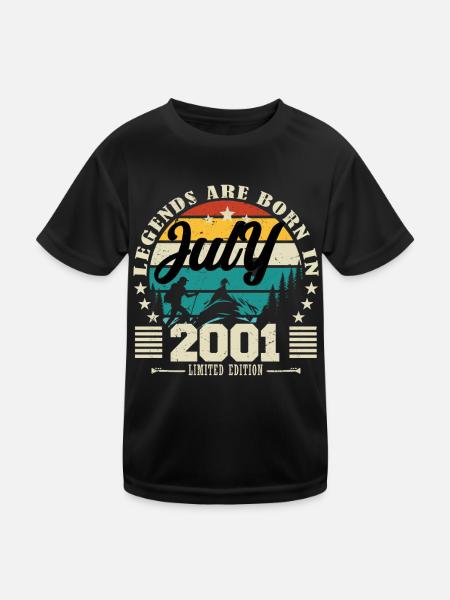 Juillet 2001. Cadeau d'anniversaire juillet 2001. - T-shirt sport Enfant - noir - Devant