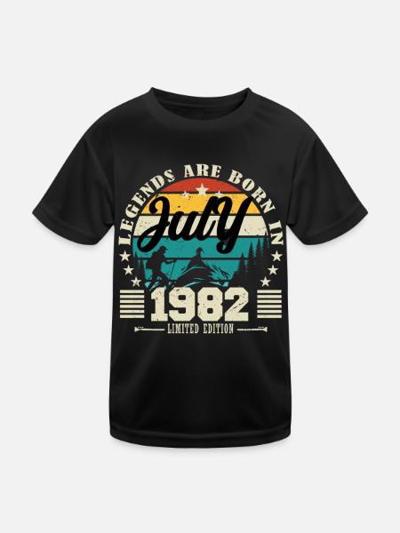 Juli 1982. Geburtstagsgeschenk Juli 1982. - Kinder Funktions-T-Shirt - Schwarz - Vorne