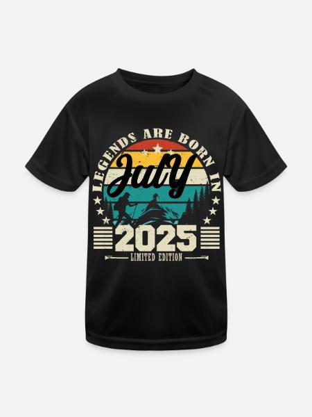 Juillet 2025. Cadeau d'anniversaire juillet 2025. - T-shirt sport Enfant - noir - Devant