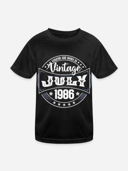 Juli 1986. Geburtstagsgeschenk Juli 1986. - Kinder Funktions-T-Shirt - Schwarz - Vorne