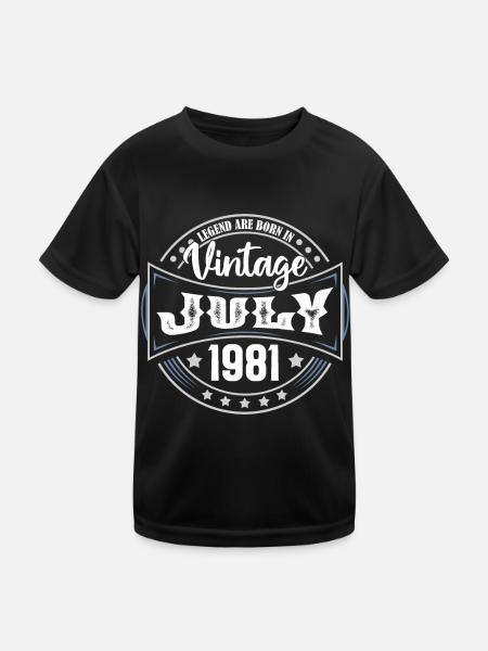 Juli 1981. Geburtstagsgeschenk Juli 1981. - Kinder Funktions-T-Shirt - Schwarz - Vorne