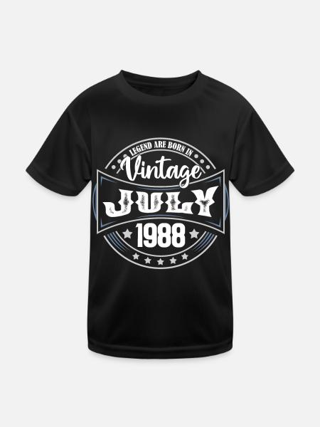 Juli 1988. Geburtstagsgeschenk Juli 1988. - Kinder Funktions-T-Shirt - Schwarz - Vorne