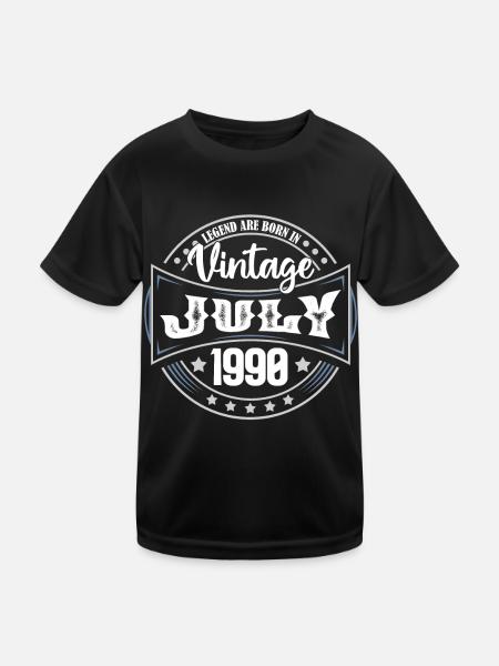 Juli 1990. Geburtstagsgeschenk Juli 1990. - Kinder Funktions-T-Shirt - Schwarz - Vorne
