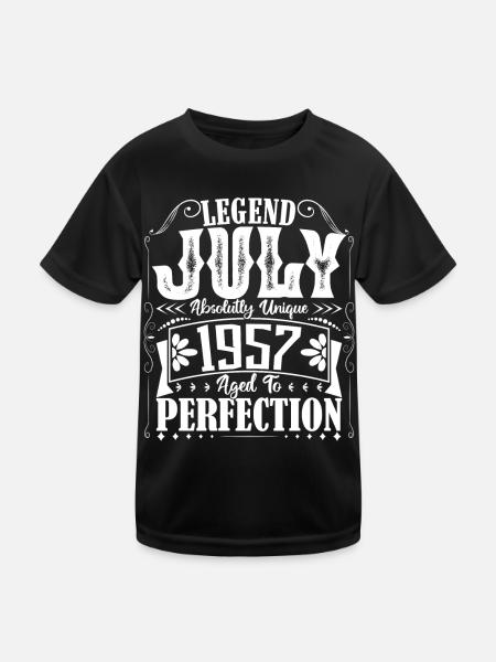 July 1957. Birthday present July 1957. - Kids Functional T-Shirt - black - Front