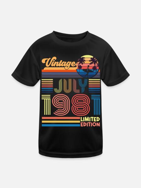 Geburtstag Juli 1981. Geschenk Juli 1981. - Kinder Funktions-T-Shirt - Schwarz - Vorne
