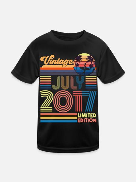 Birthday July 2017. Gift July 2017. - Kids Functional T-Shirt - black - Front