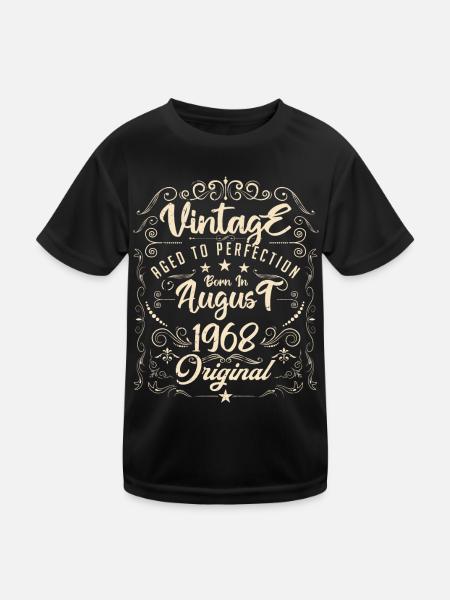 Vintage born in August 1968. Birthday August 1968 - Kids Functional T-Shirt - black - Front