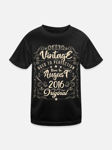 Vintage born in August 2016. Birthday August 2016 - Kids Functional T-Shirt - black - Front