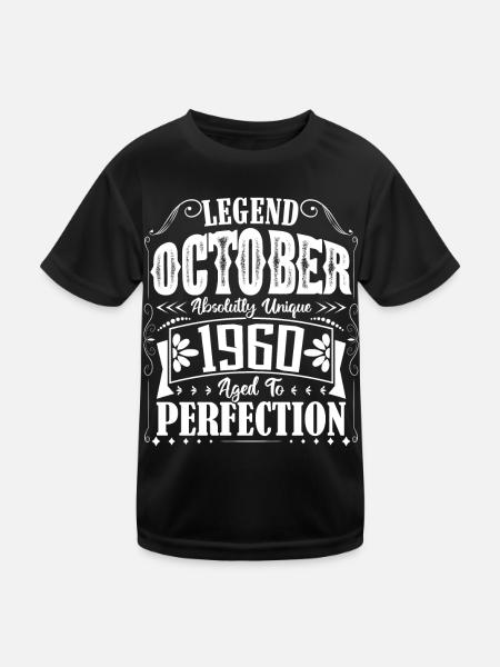 October 1960. October 1960 Birthday Gift. - Kids Functional T-Shirt - black - Front