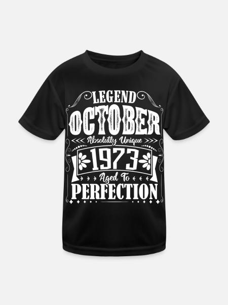 October 1973. October 1973 Birthday Gift. - Kids Functional T-Shirt - black - Front