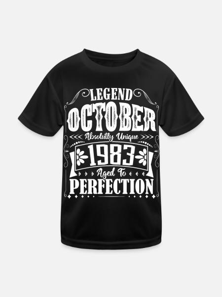 Oktober 1983. Oktober 1983 Geburtstagsgeschenk. - Kinder Funktions-T-Shirt - Schwarz - Vorne