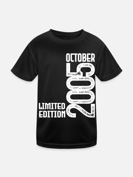 Cadeau Anniversaire Octobre 2005. October 2005. - T-shirt sport Enfant - noir - Devant