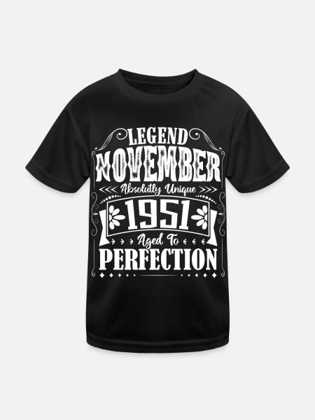 November 1951. November 1951 Birthday Gift - Kids Functional T-Shirt - black - Front