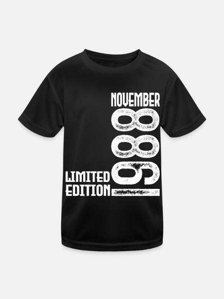 Cadeau Anniversaire Novembre 1988. November 1988. - T-shirt sport Enfant - noir - Devant