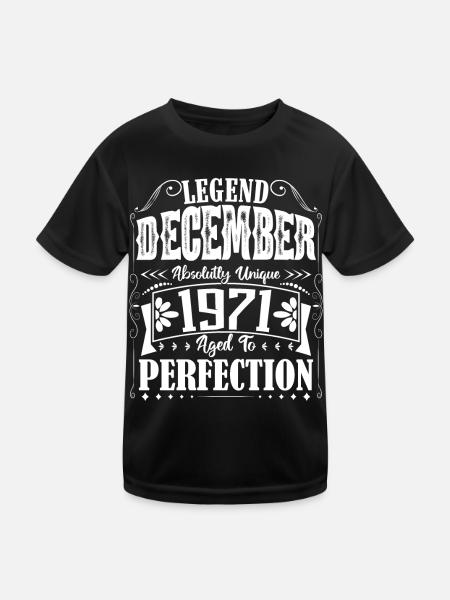 Décembre 1971. Cadeau d'Anniversaire decembre 1971 - T-shirt sport Enfant - noir - Devant
