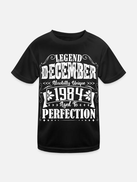 December 1984. December 1984 Birthday Gift - Kids Functional T-Shirt - black - Front