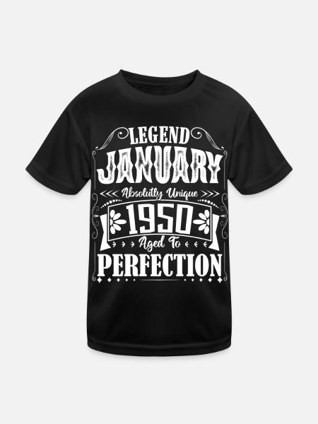 Janvier 1950. Cadeau d'Anniversaire janvier 1950. - T-shirt sport Enfant - noir - Devant
